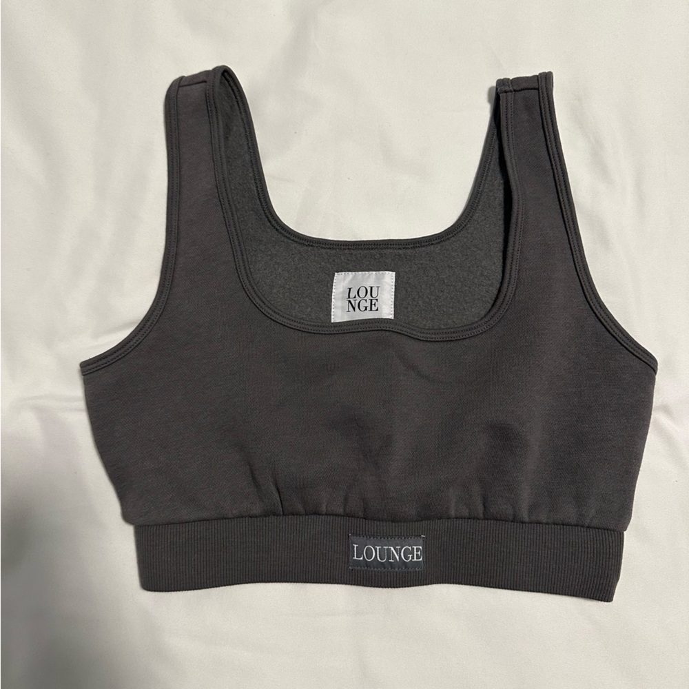 LOUNGE Gray Crop Top and Short Set - Picture 3 of 10